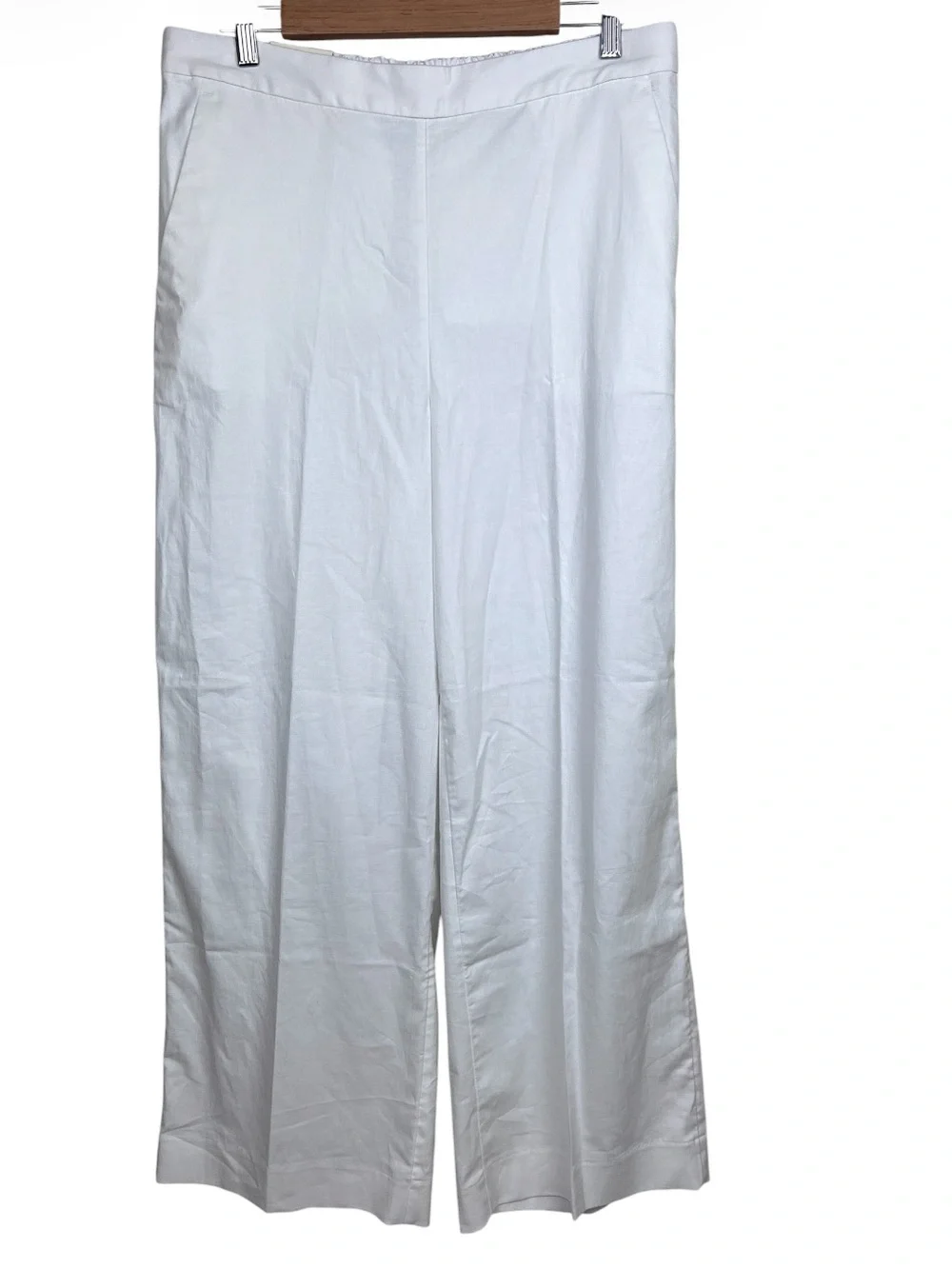 Banana Republic Factory WIDE-LEG HIGH-RISE LINEN-BLEND PANTS L WHITE